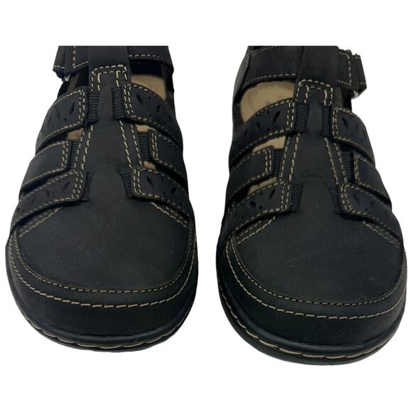 Clarks Cora River Low Wedge Sandals Women's 7 Black - Picture 4 of 8